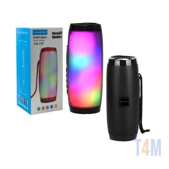 COLUNA BLUETOOTH SEM FIO T&G TG-157 FM/MICROSD/USB/AUX COM RGB COLORIDO LUZ PRETO